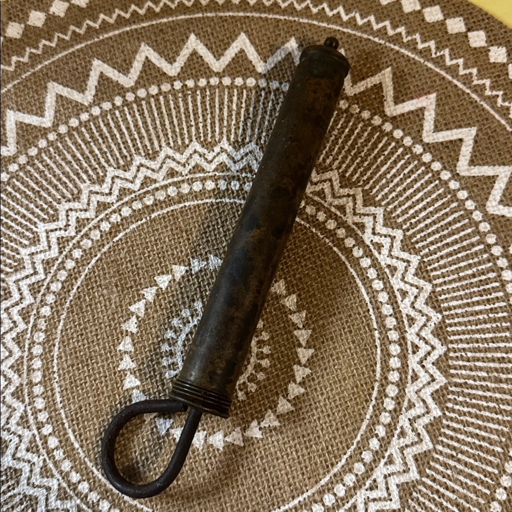 Vintage Brass Air Pump Tool with Loop Handle